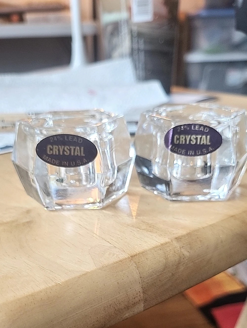 24K Lead Crystal Candle Holders Set of 2